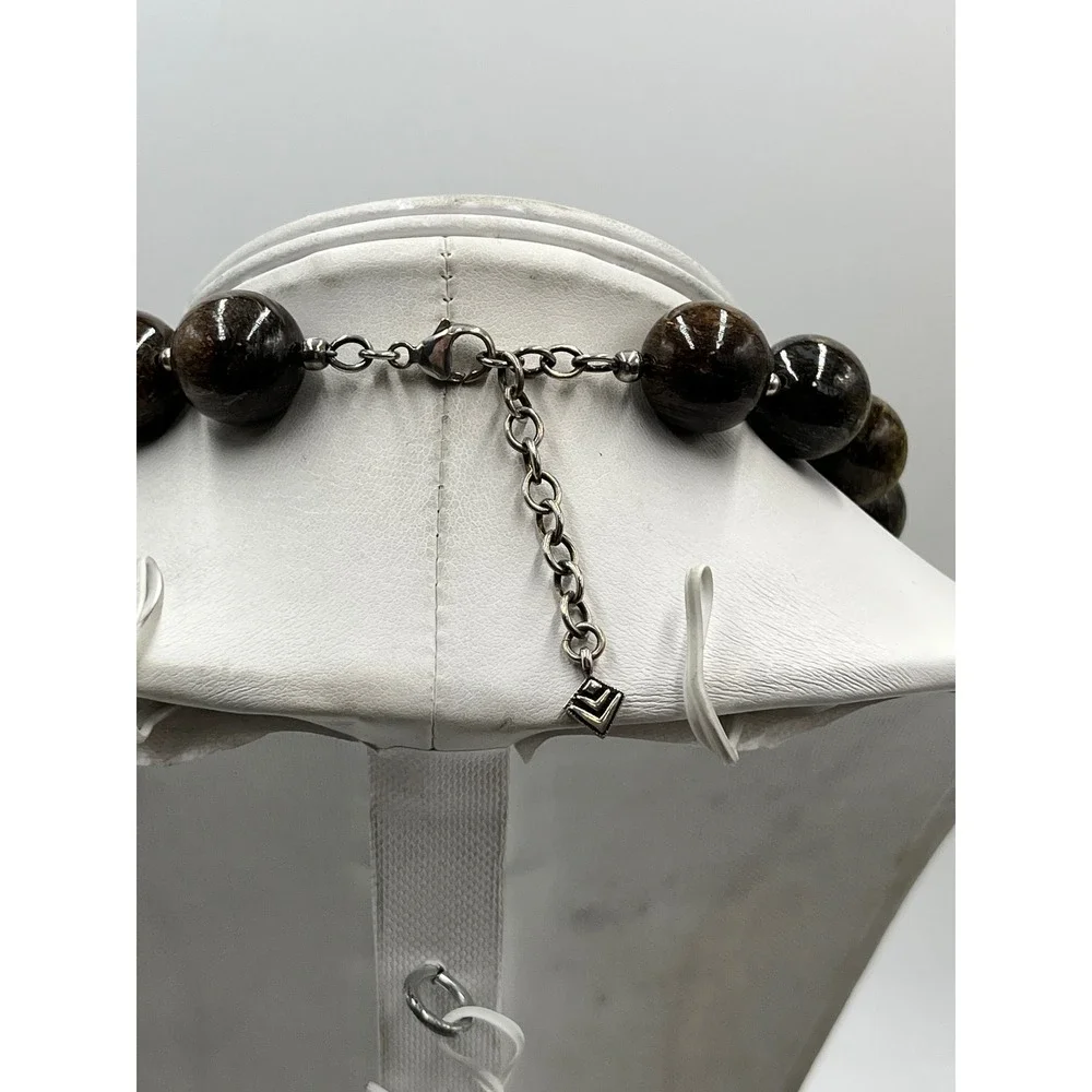 Silpada Bronzite Brown Beaded Retired Sterling Silver Model N1382 Necklace‎